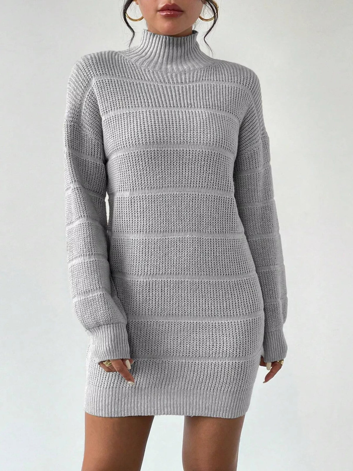 Turtleneck Long Sleeve Sweater Dress