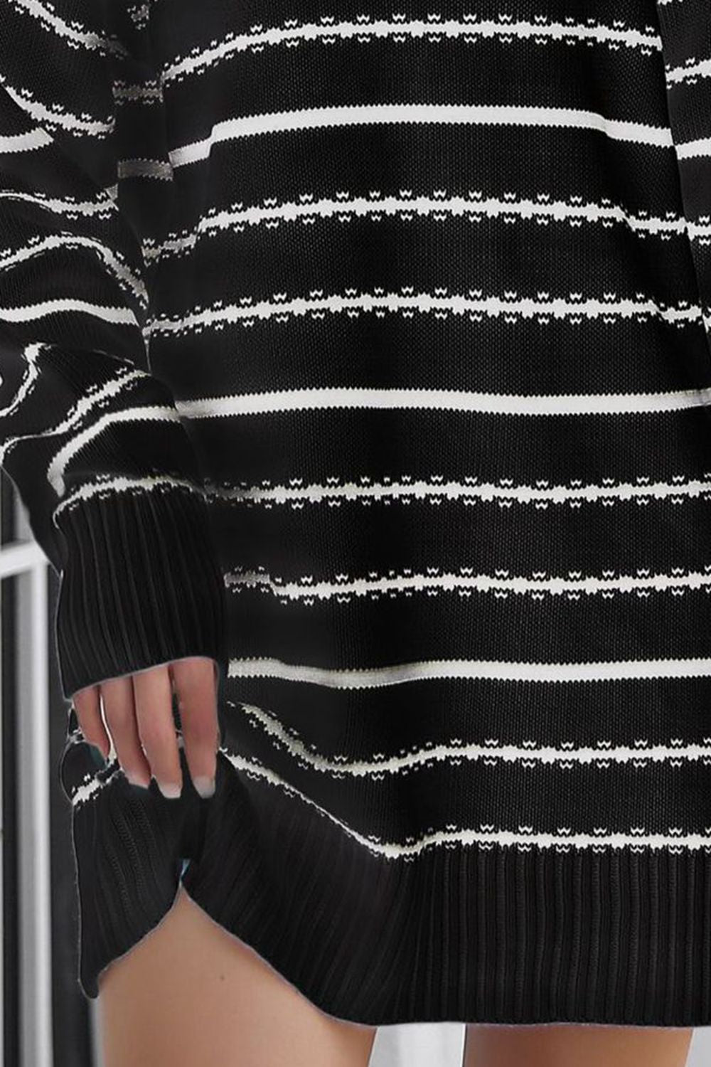 Striped V-Neck Sweater Dress, view 6