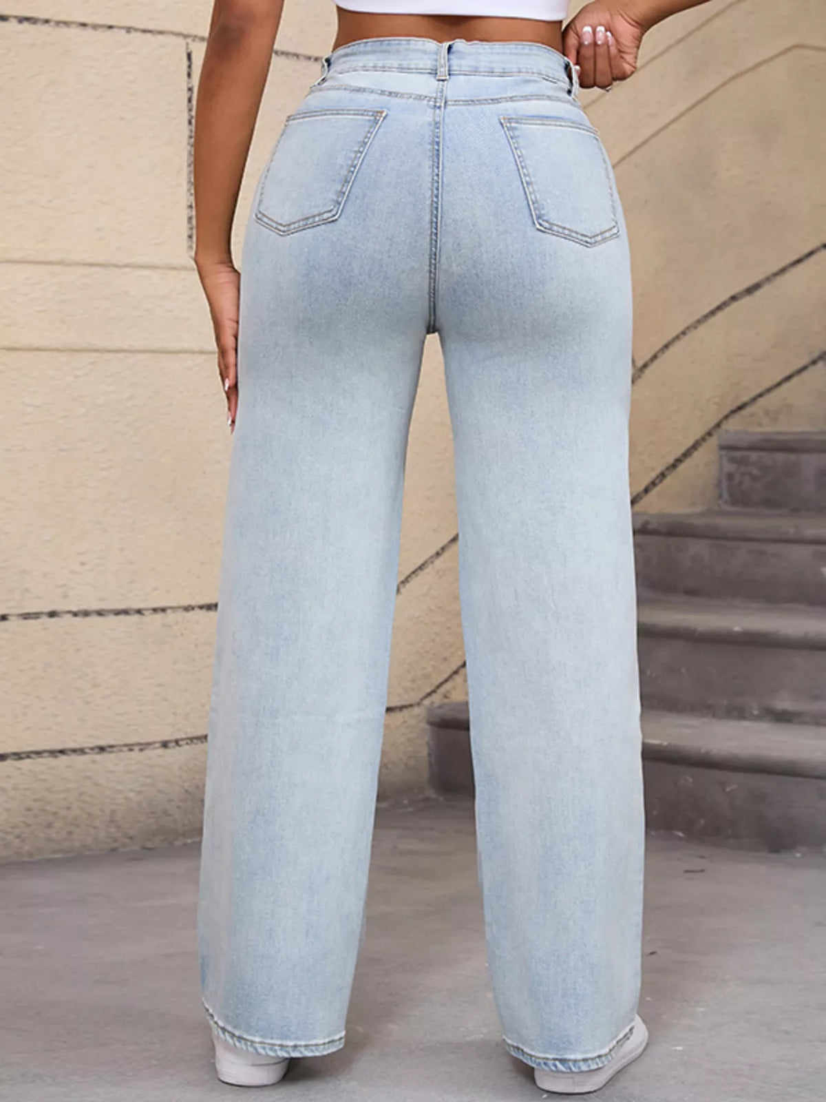 Distressed Wide-Leg Jeans - Lilixa.store