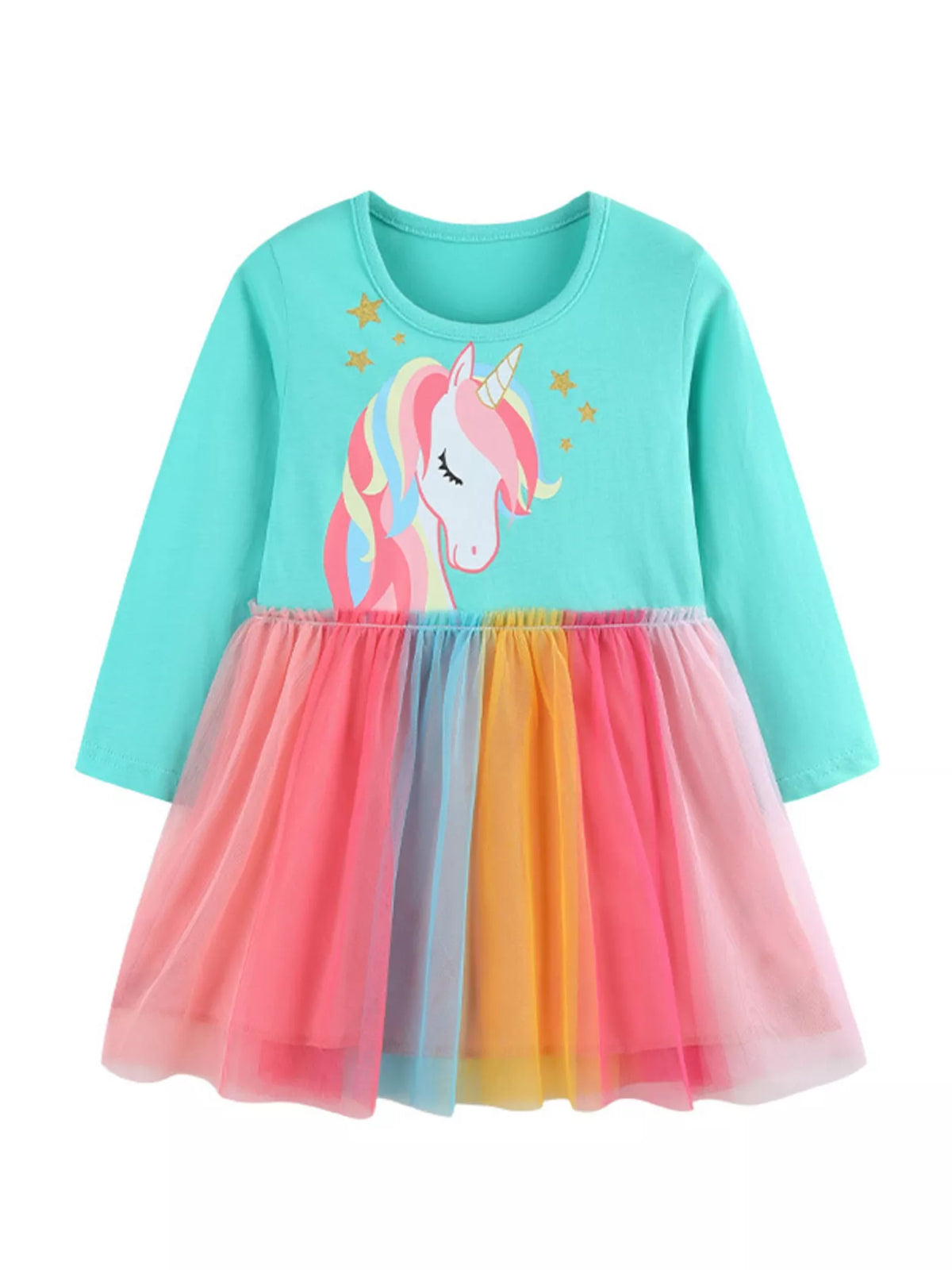 Children's Unicorn Rainbow Tulle Dress - Lilixa.store