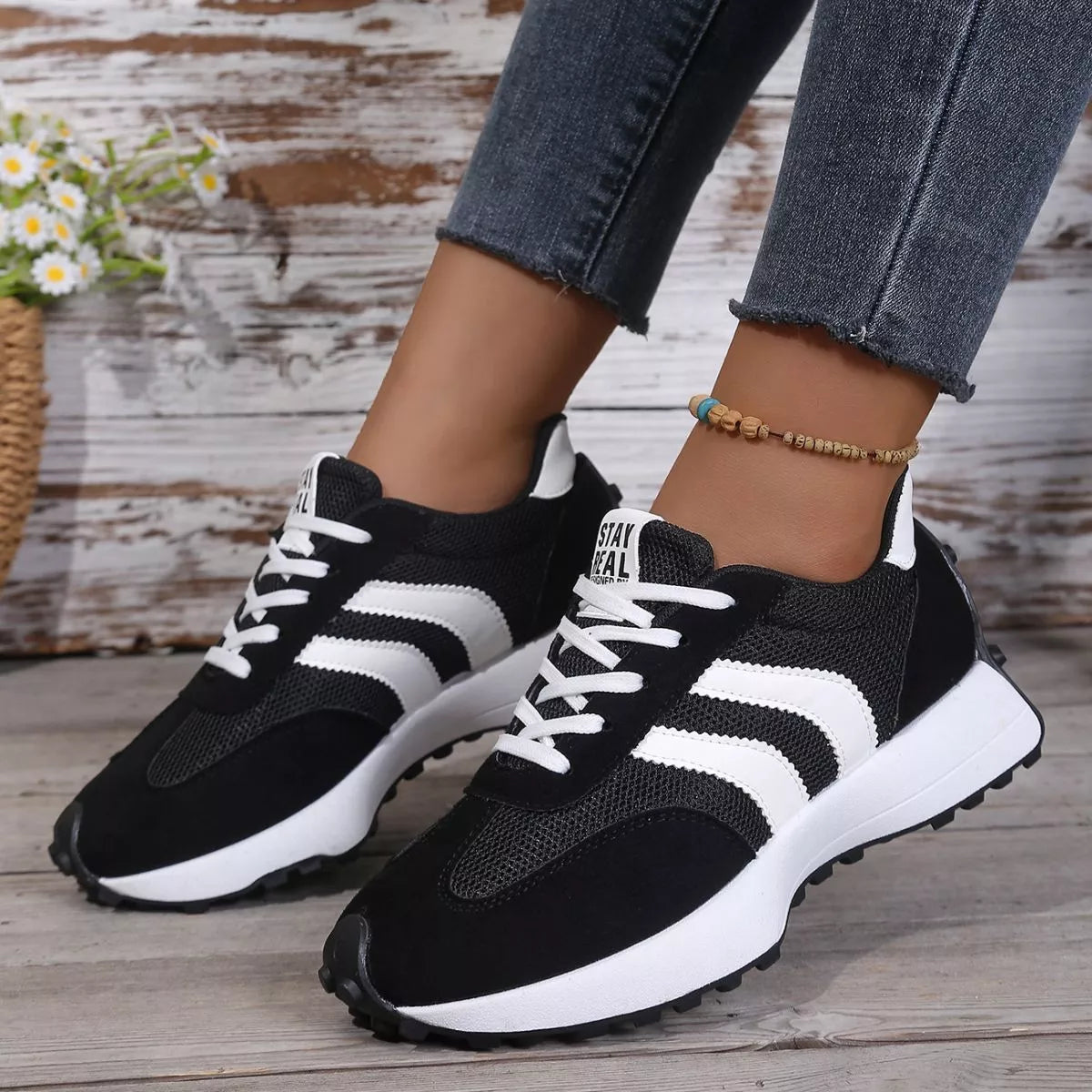 Lace Up Round Toe Sneakers - Lilixa.store