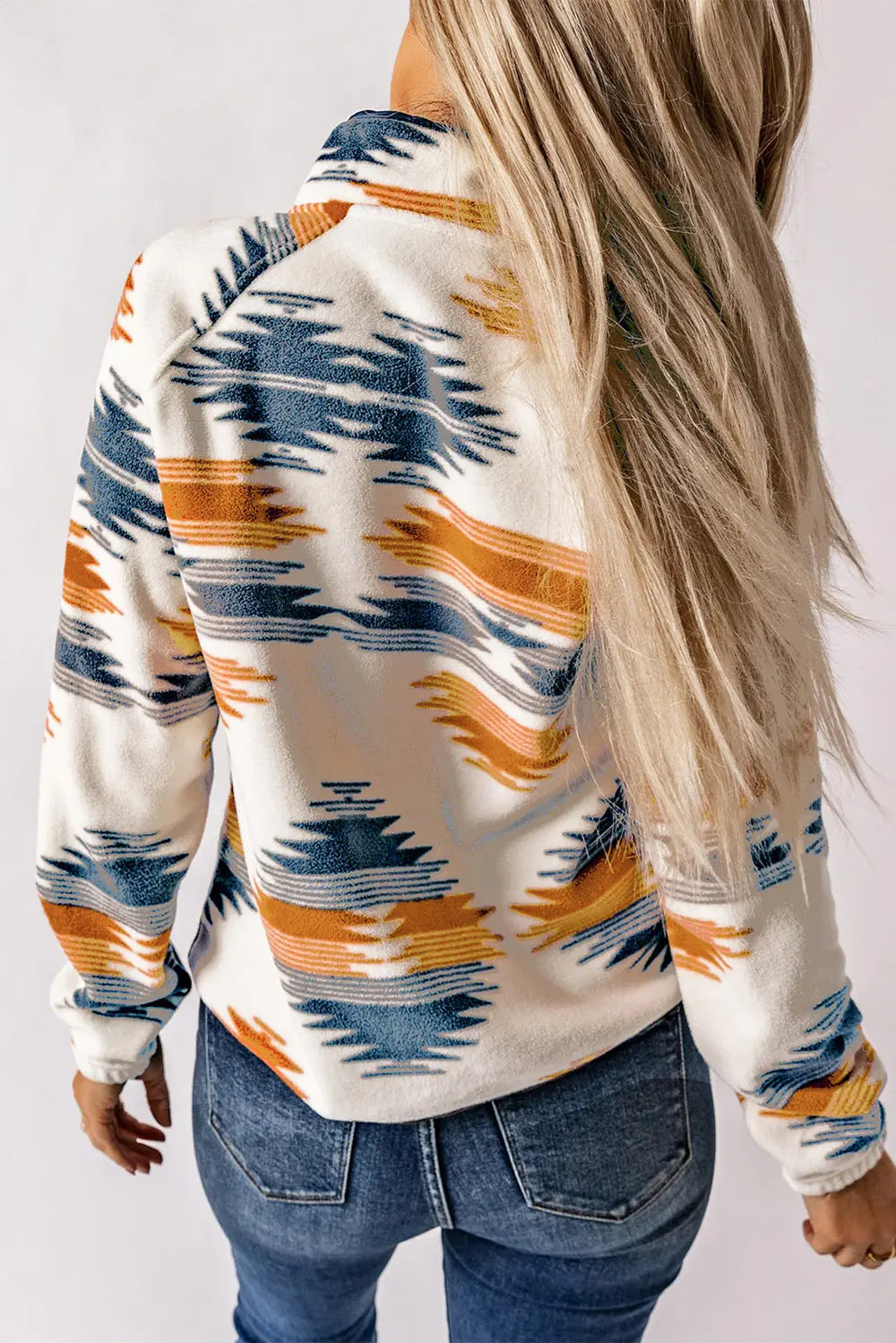Geometric Snap Button Long Sleeve Jacket in Multicolor, view 2