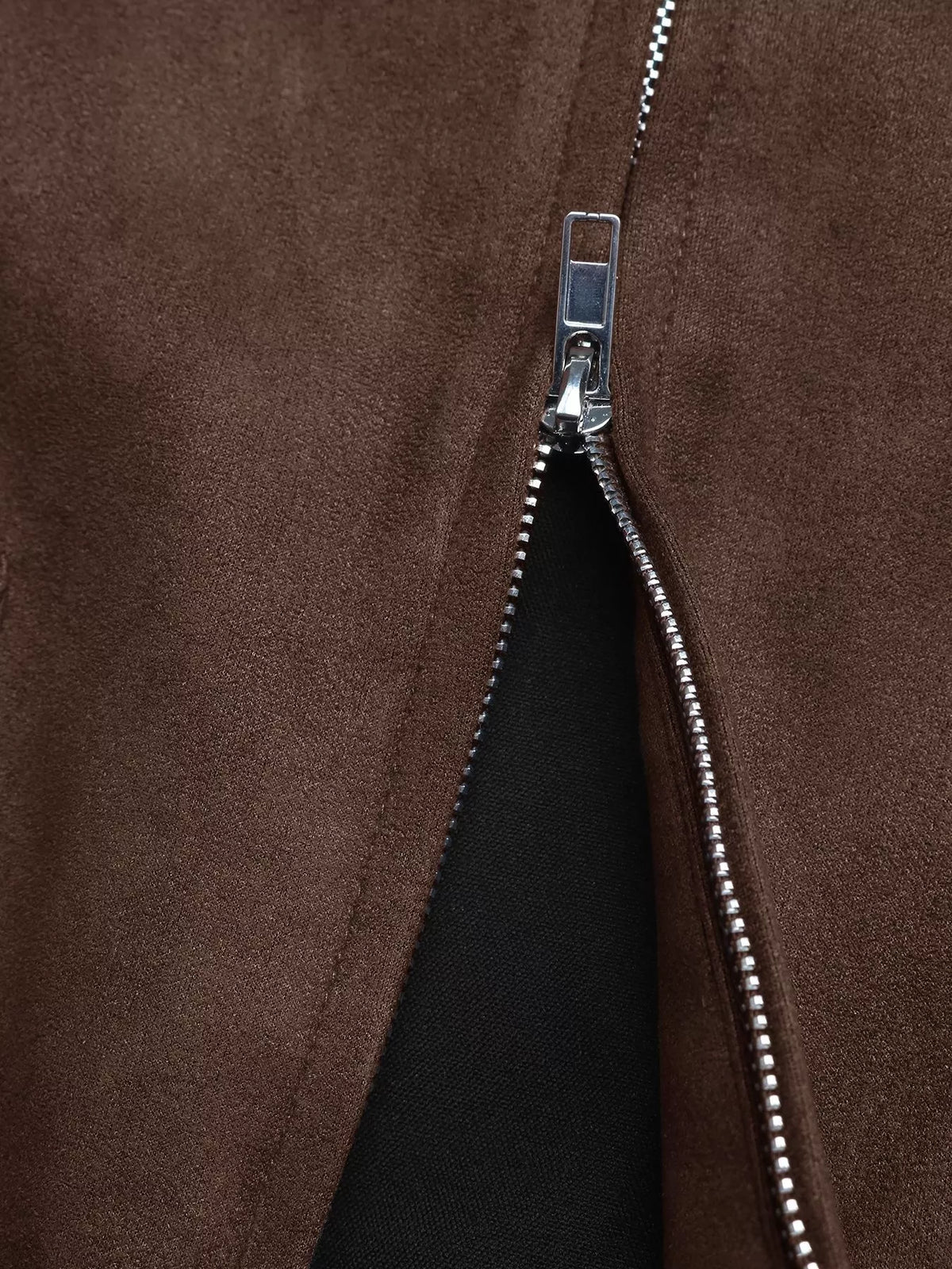 Zip Up Long Sleeve Jacket in Brown, view 4
