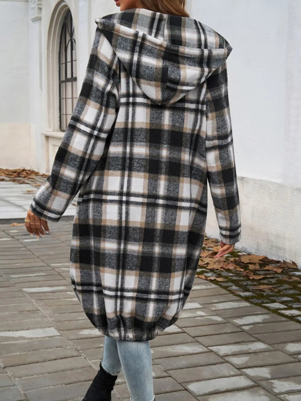 Devine Plaid Zip Up Hooded Coat - Lilixa.store