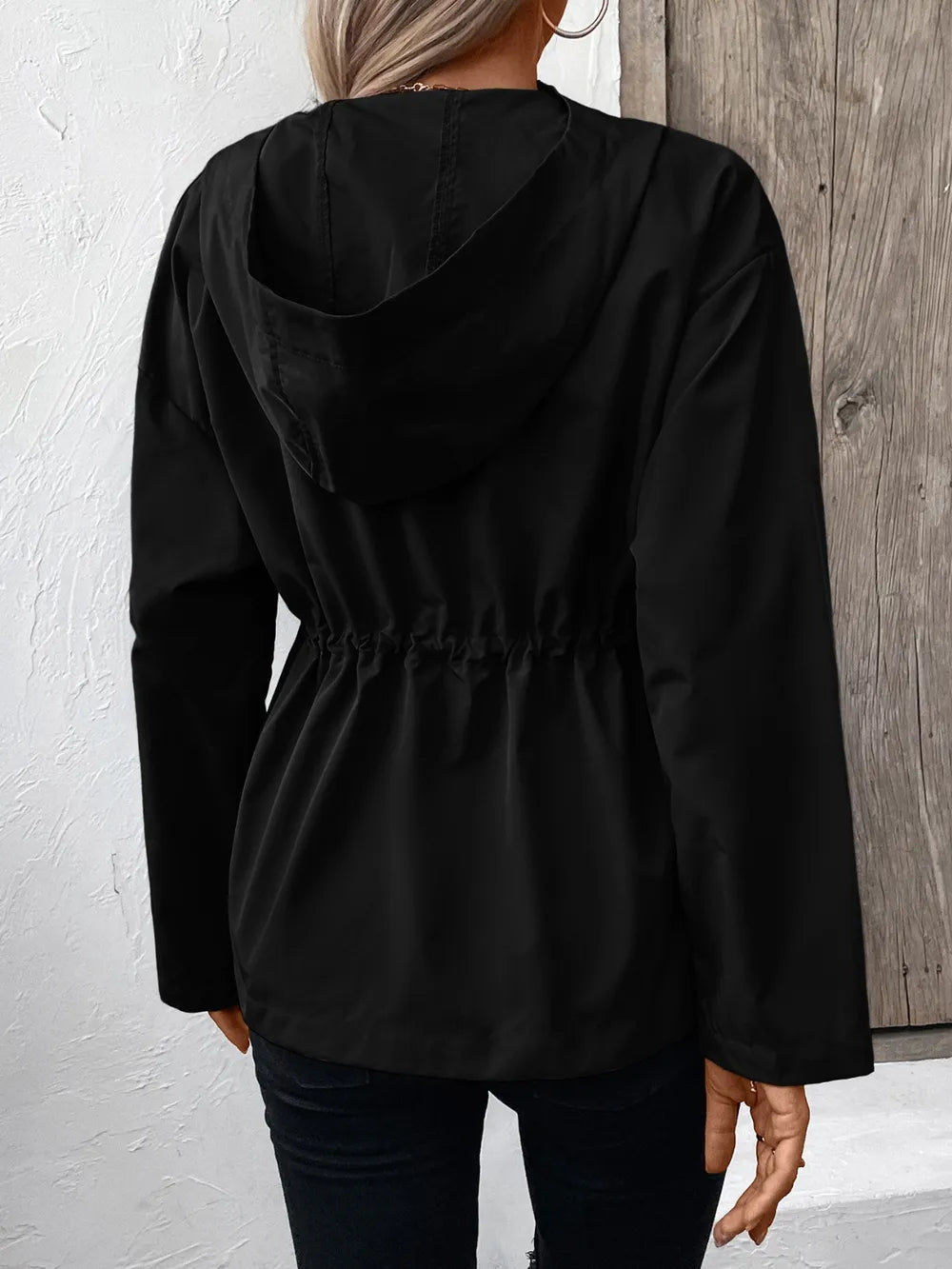 Ivy Lane Drawstring Zip Up Hooded Jacket, view 16