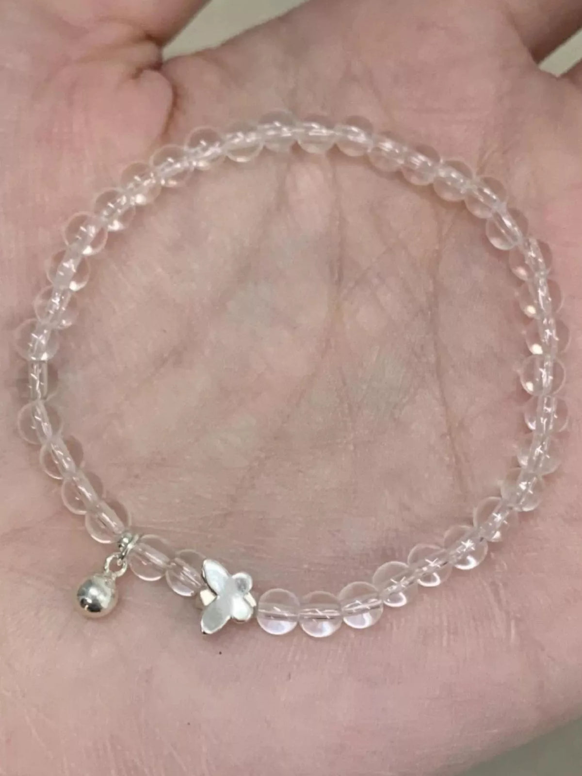 Crystal Beaded Bracelet with Butterfly Charm - Lilixa.store