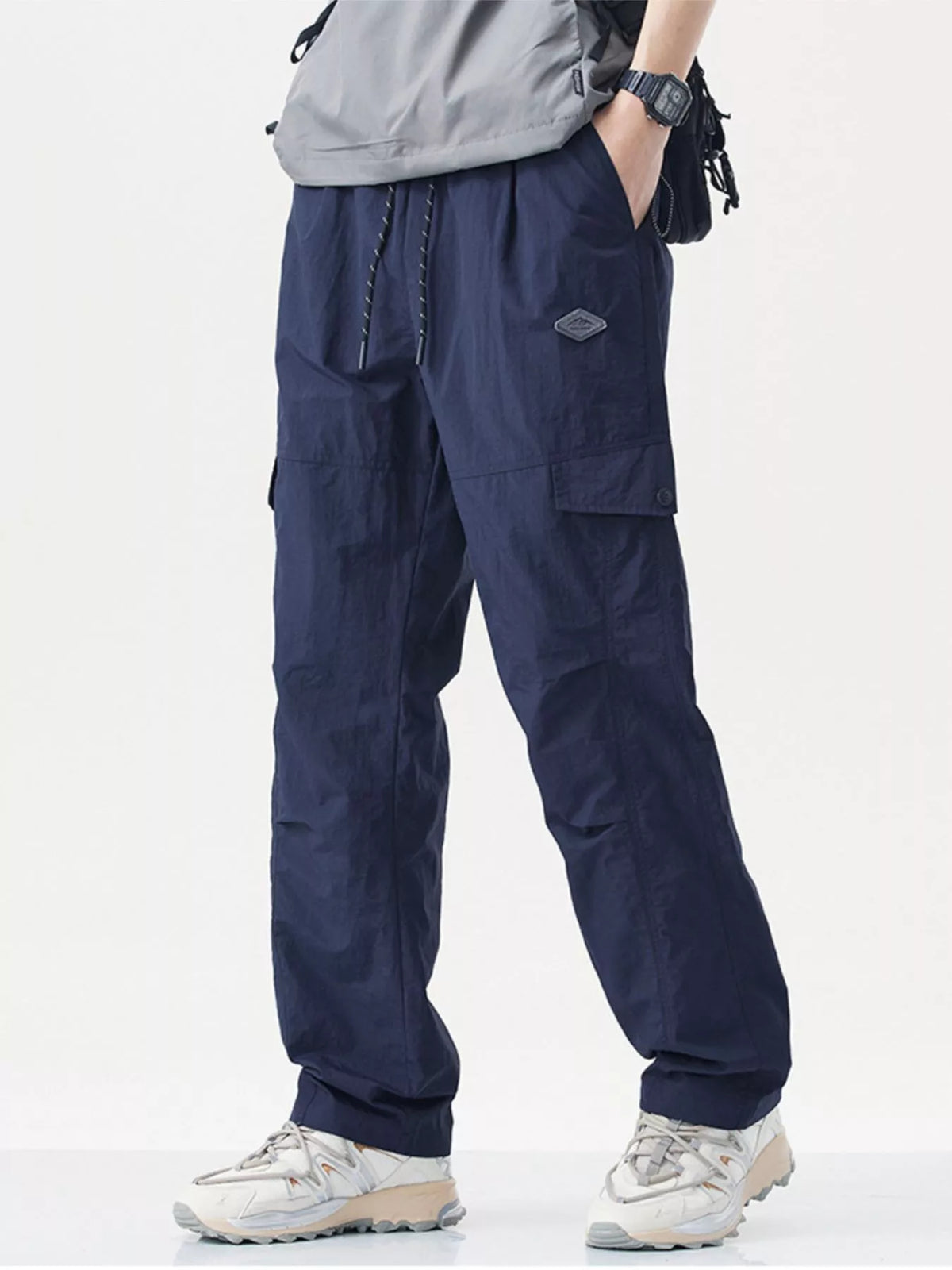 Men's Plus Size Relaxed Fit Cargo Pants with Drawstring