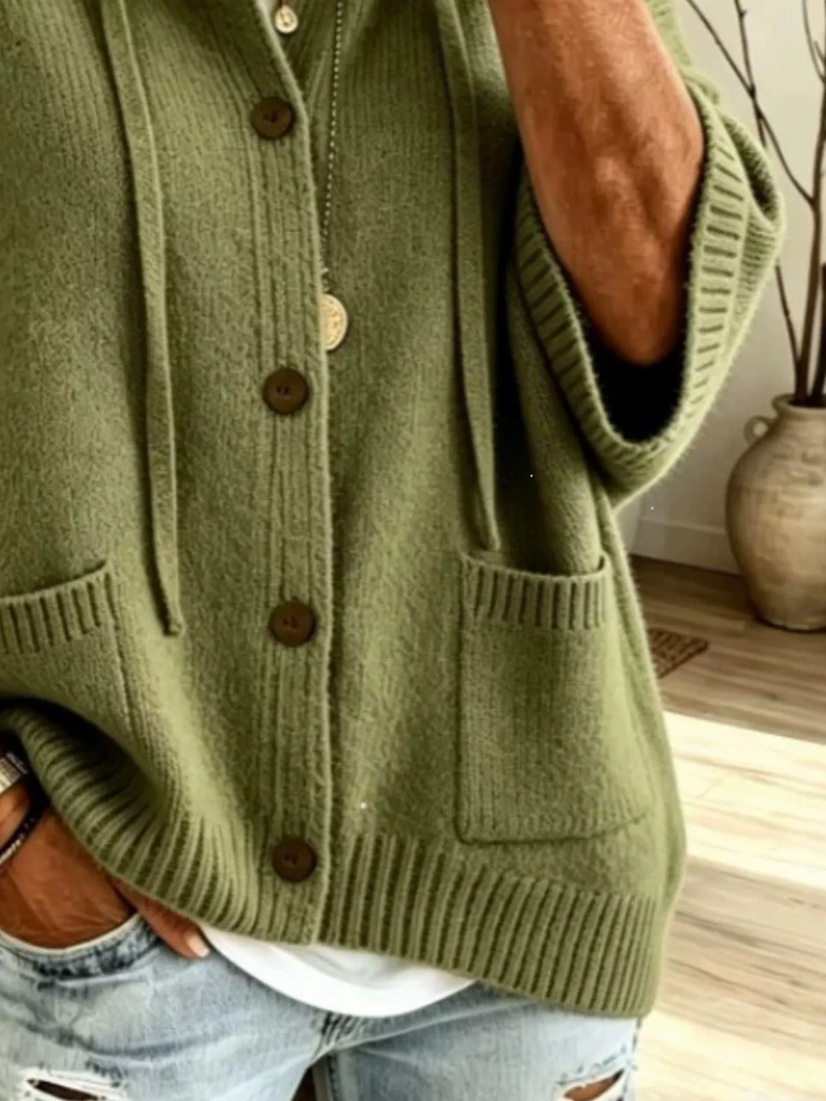 Hooded Button-Down Knit Cardigan - Lilixa.store