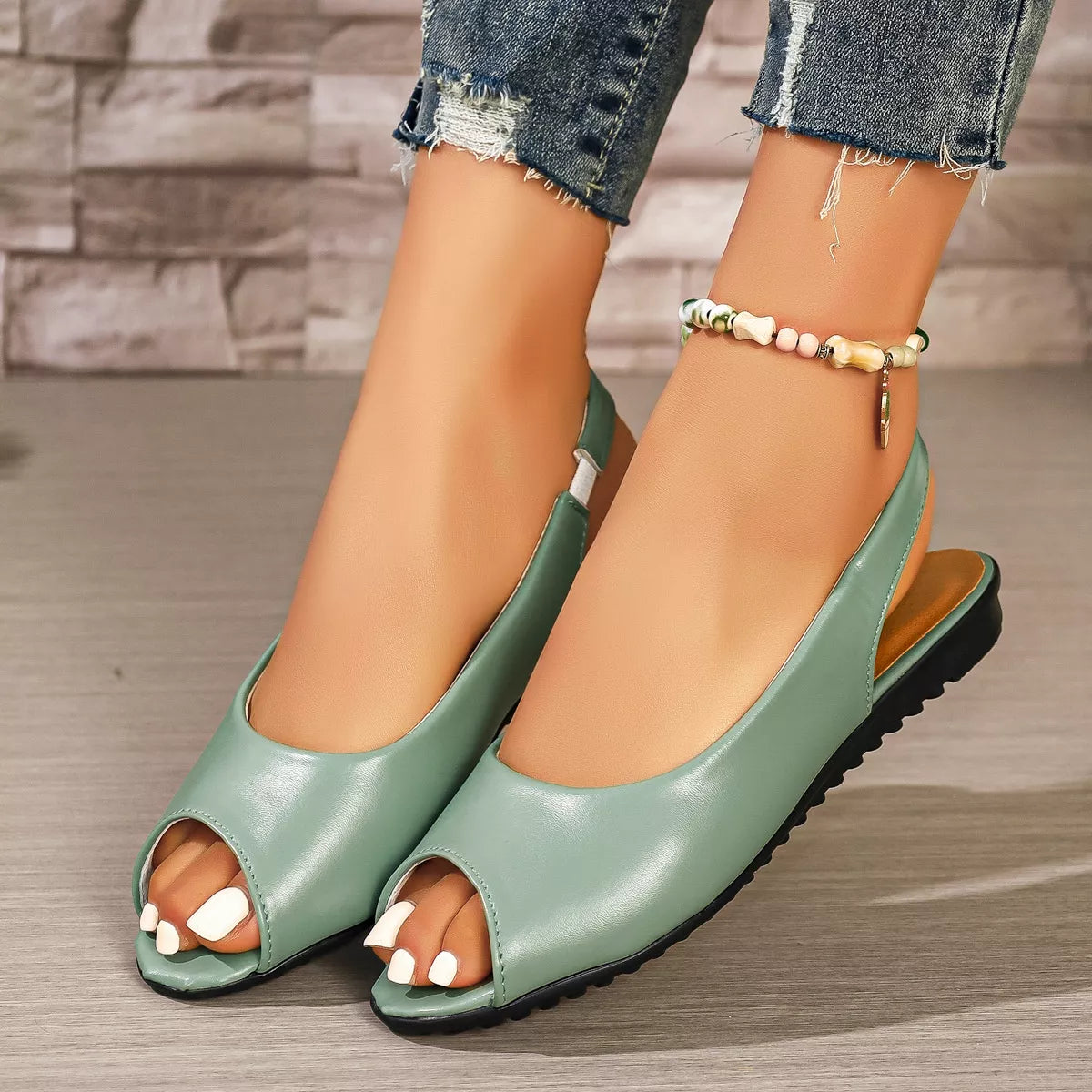 Peep Toe Flats Sandals - Lilixa.store