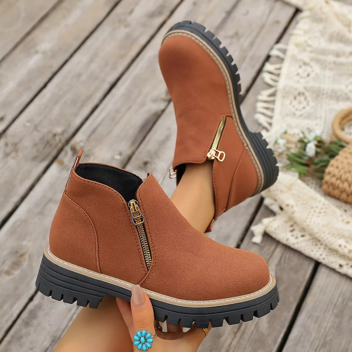 Side Zipper Ankle Boots - Lilixa.store