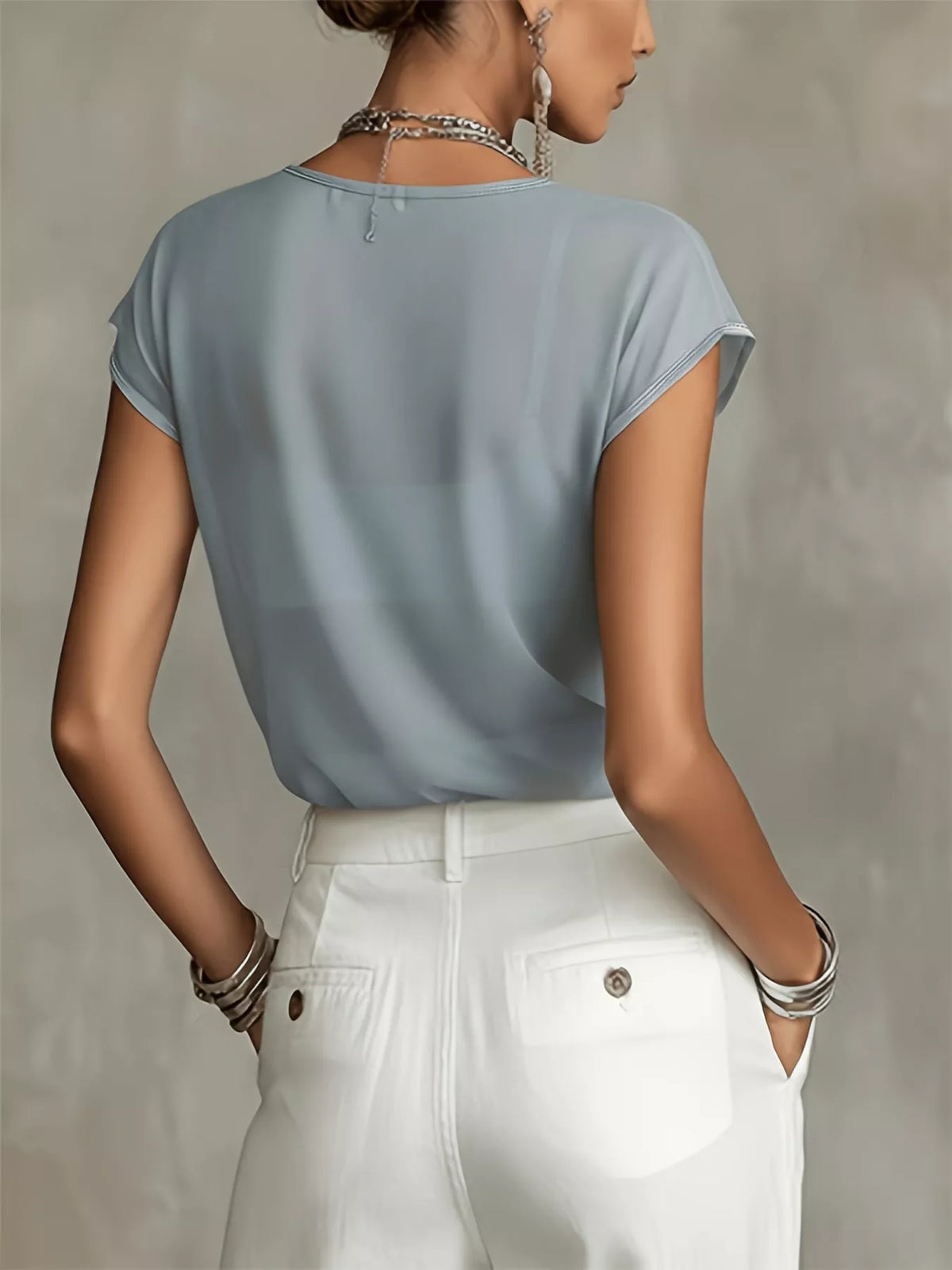 Floral Cap Sleeves Sheer Blouse