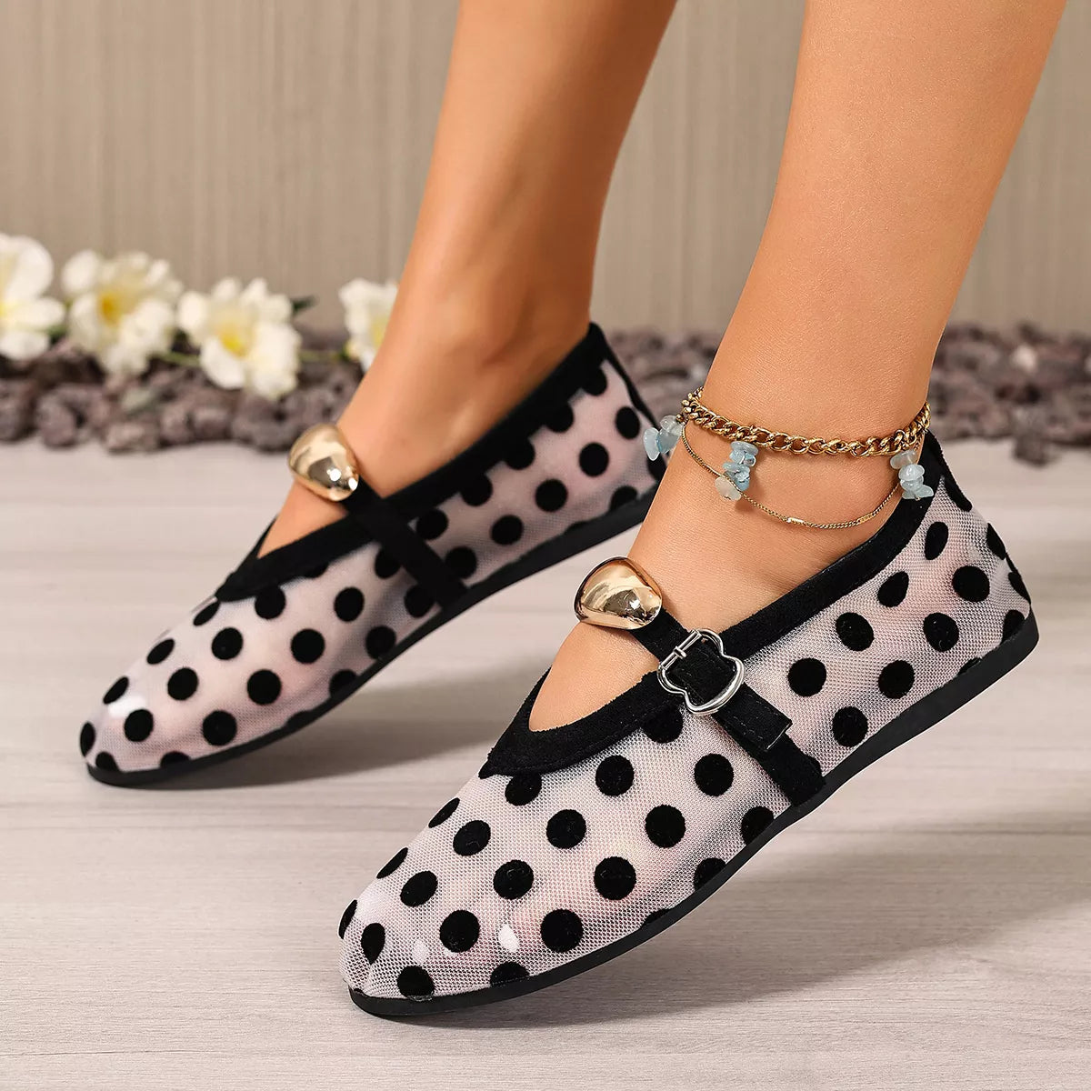 Polka Dot Mesh Slip-Ons - Lilixa.store