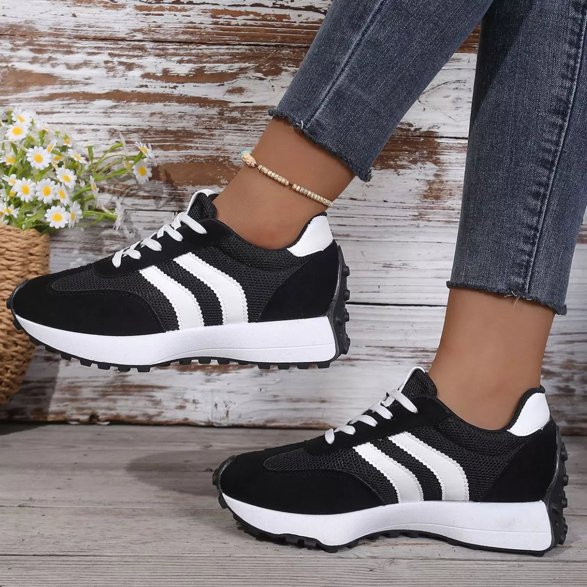 Lace Up Round Toe Sneakers - Lilixa.store
