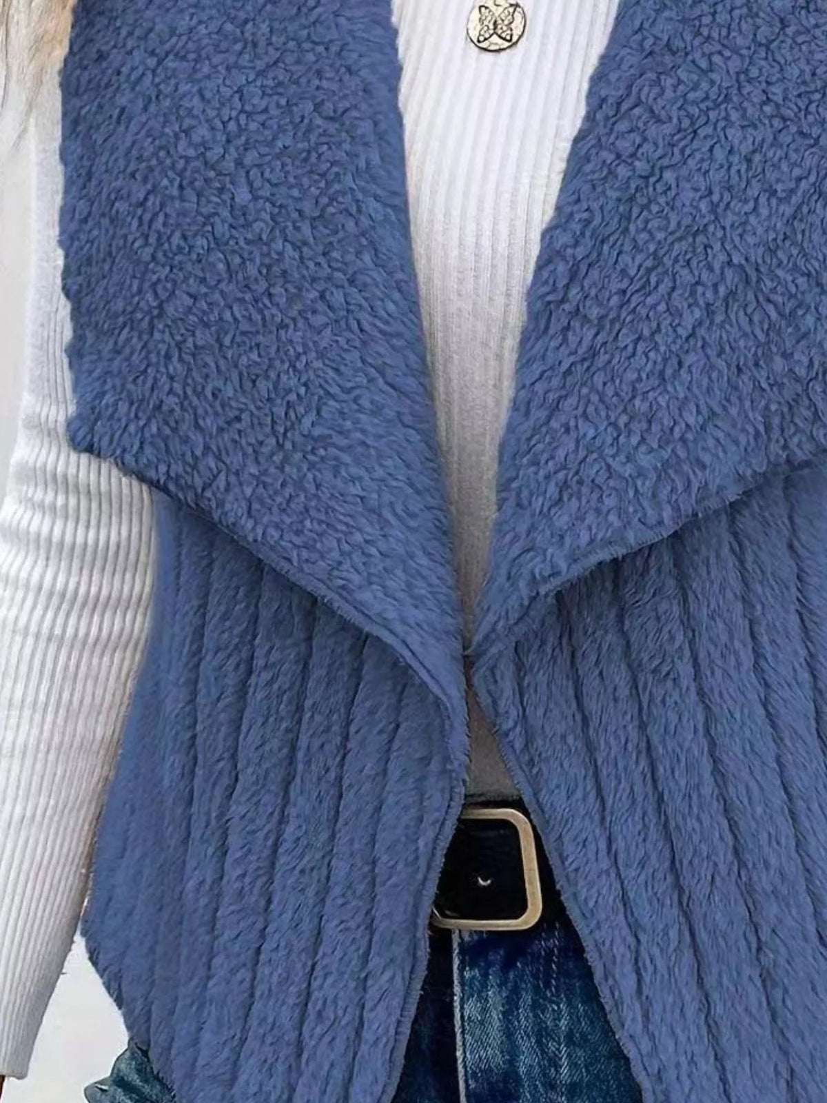 Cozy Fleece Open Front Vest Coat - Lilixa.store