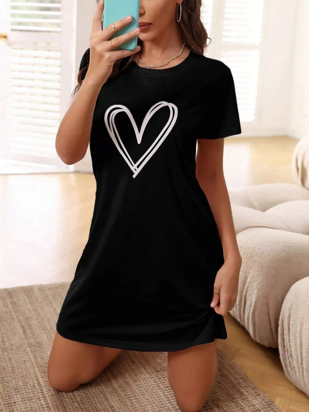 Heart Short Sleeve Lounge Dress