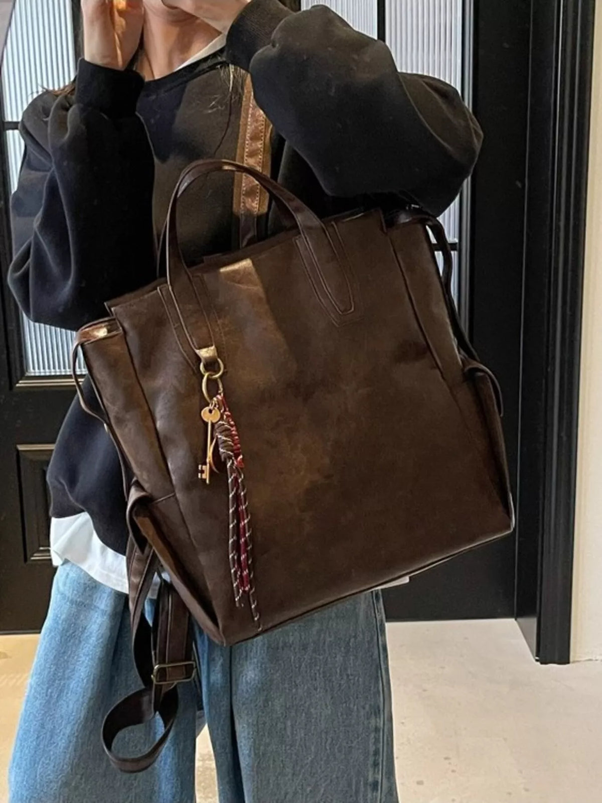 Vintage Leather Convertible Backpack Bag - Lilixa.store