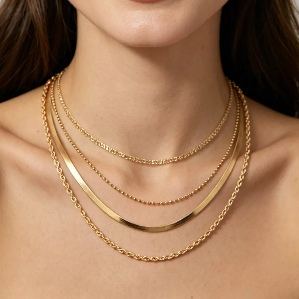 Layered 18K Gold-Plated Chain Necklace, view 2