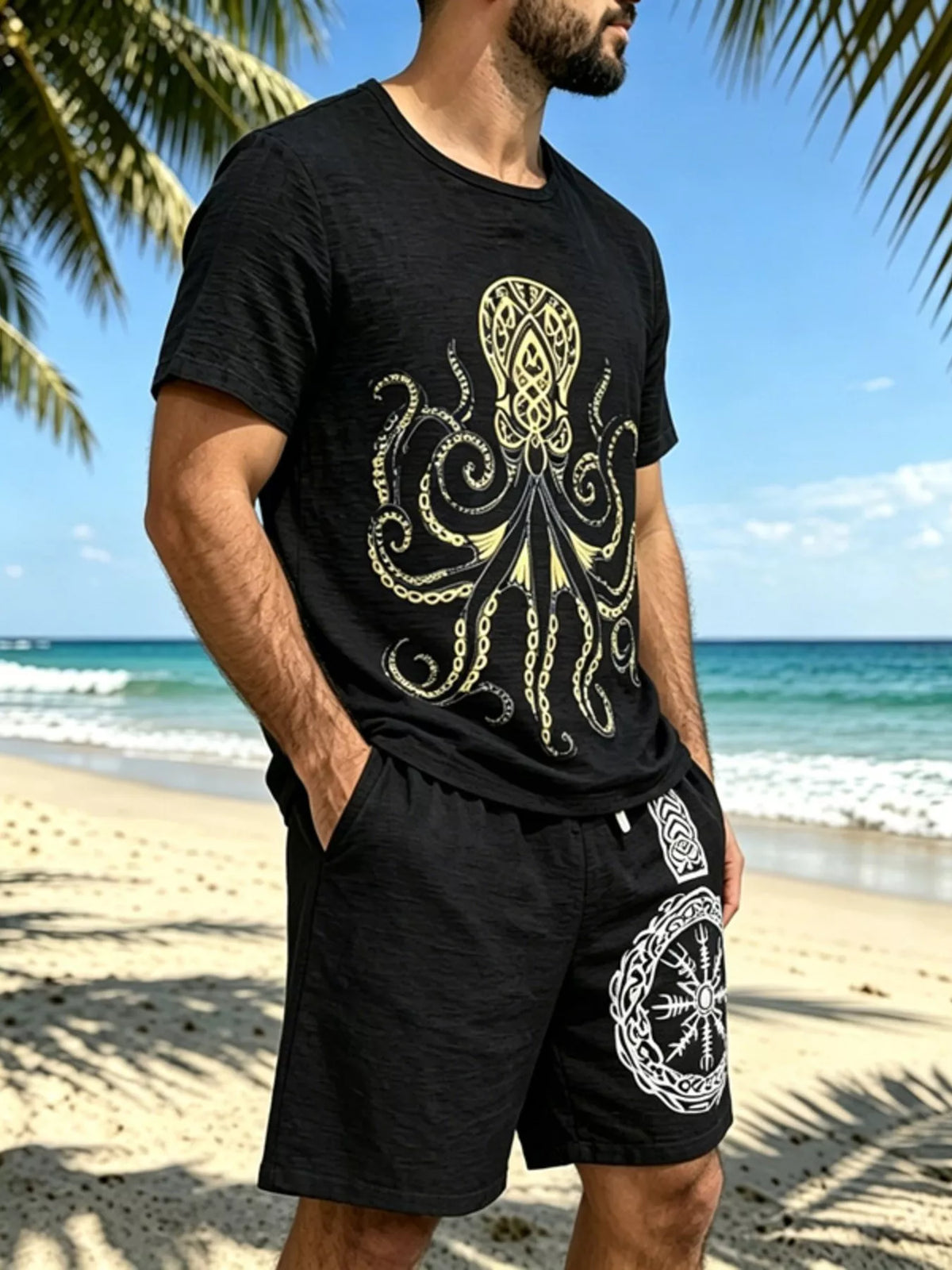 Men's Full Size Round Neck Tee and Shorts Set Plus Size - Lilixa.store