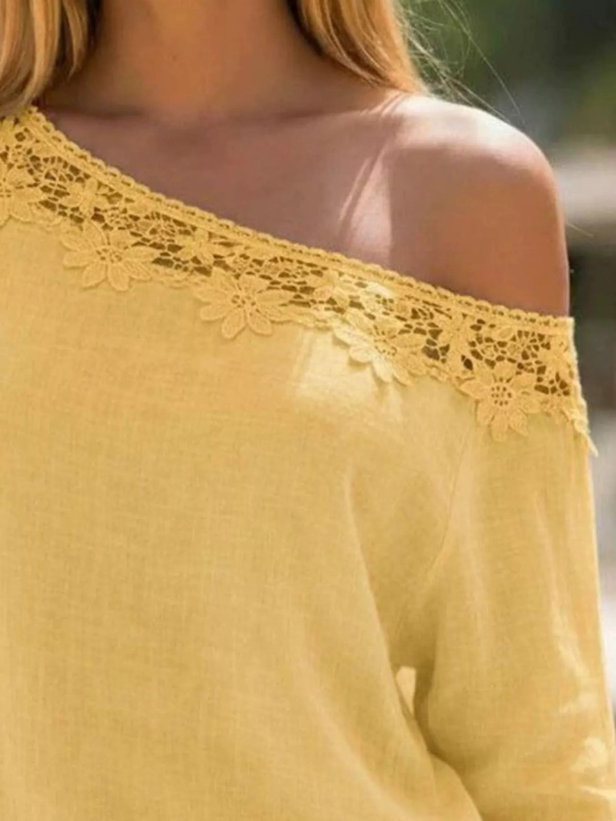 Lace Trim One Shoulder Ruched Top - Lilixa.store