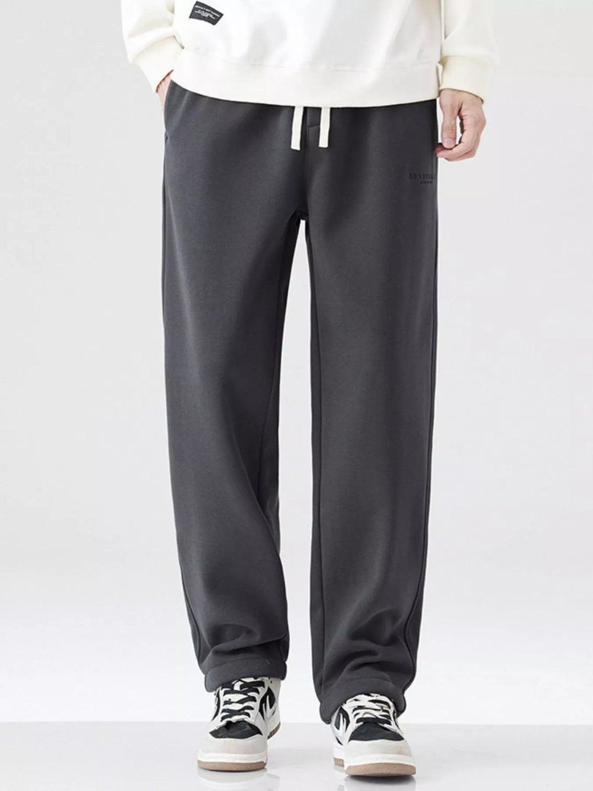 Men's Plus Size Wide Leg Pants in Dark Gray