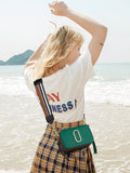 Color-Block Crossbody Bag with Webbing Strap in Dark Green