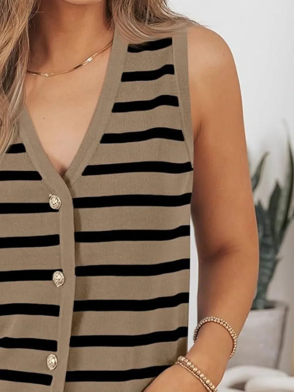 Striped V-Neck Knit Vest, view 11