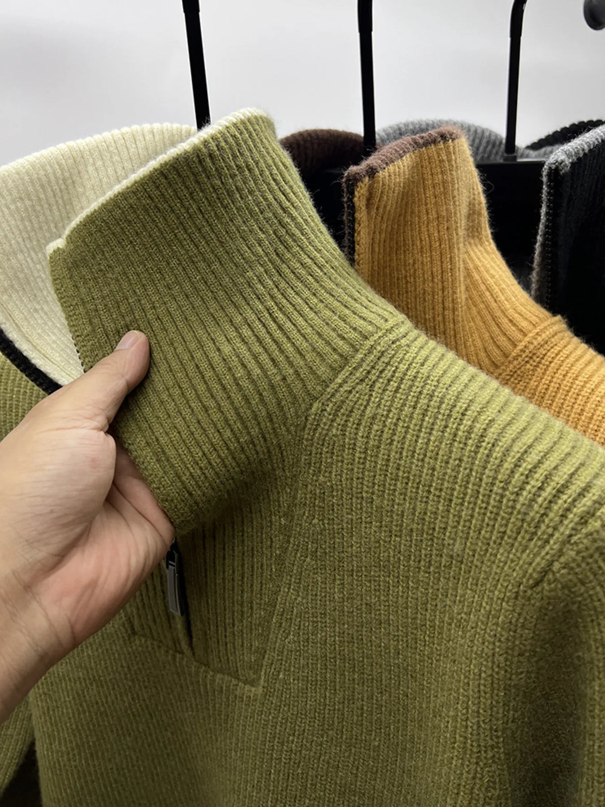 Men's Plus Size Zip Collar Long Sleeve Sweater - Lilixa.store