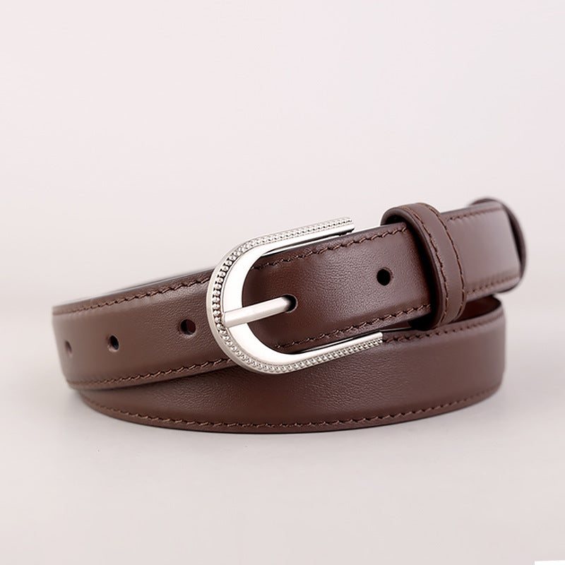 Leather Belt with Rhinestone Buckle - Lilixa.store