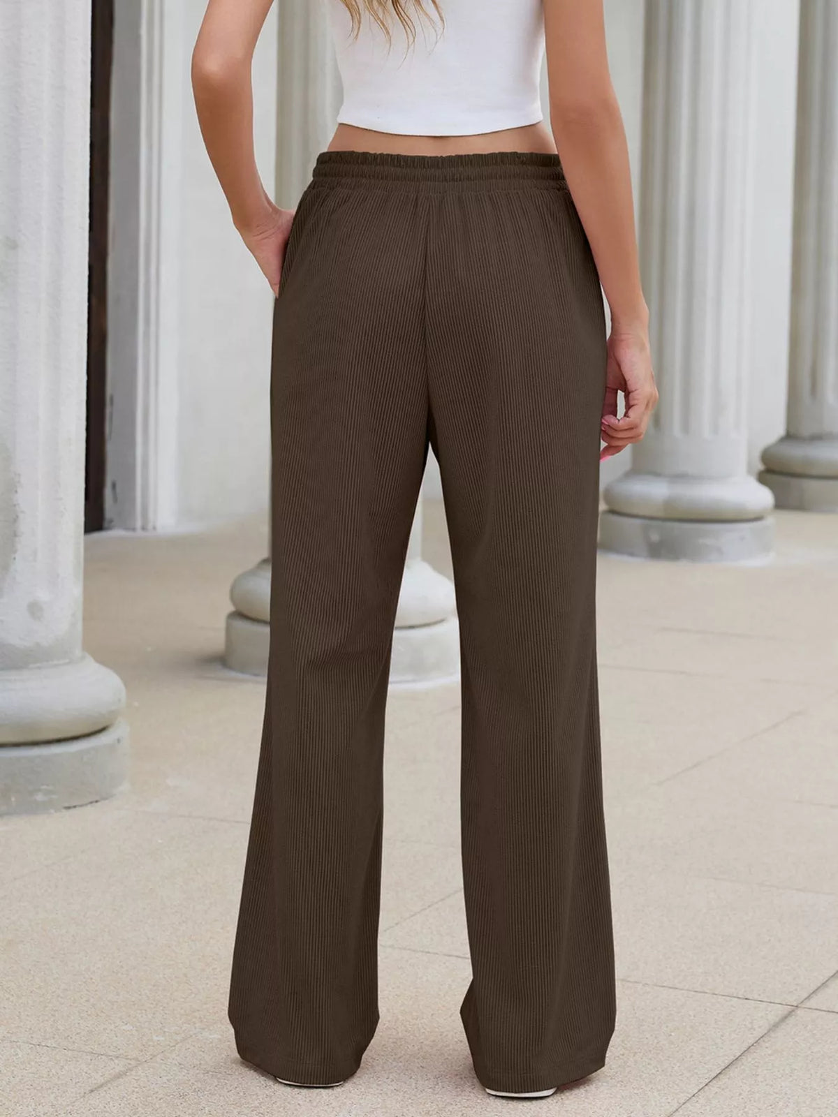 High-Waisted Drawstring Wide-Leg Casual Pants - Lilixa.store