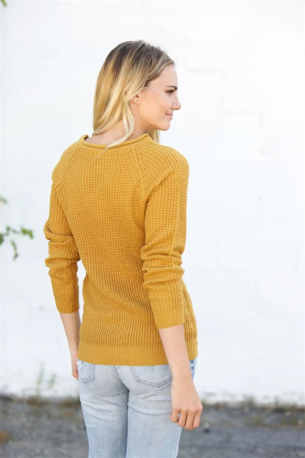 Round Neck Raglan Sleeve Sweater - Lilixa.store