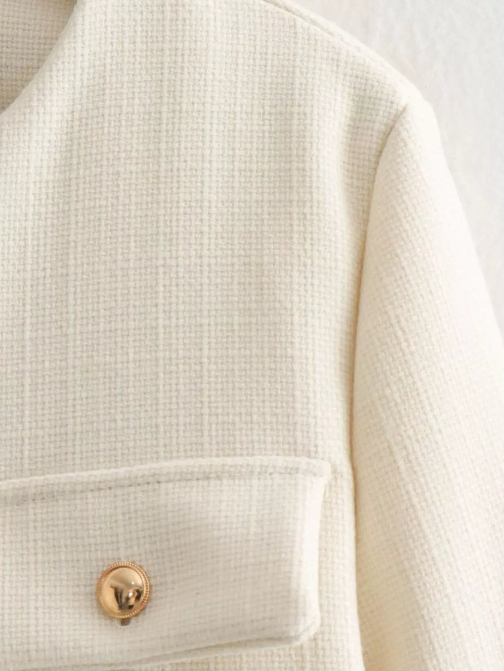 Tweed Button Up Cropped Outerwear - Lilixa.store