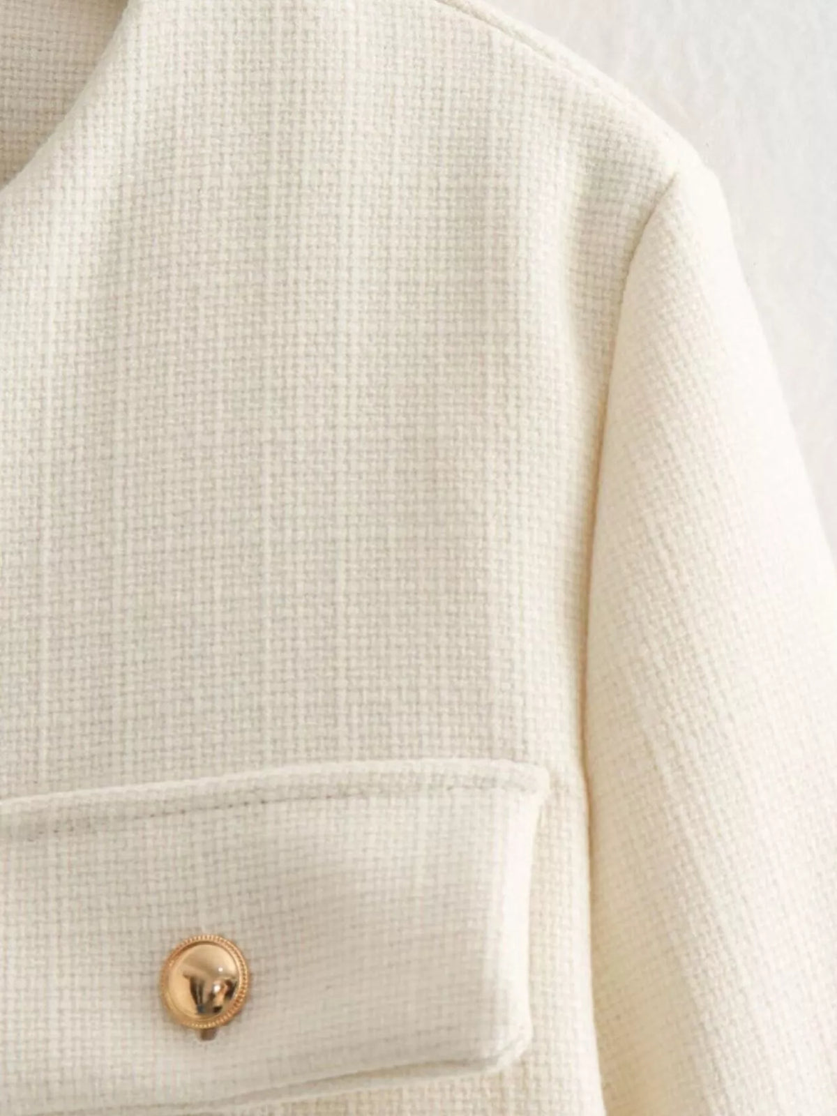 Tweed Button Up Cropped Outerwear - Lilixa.store