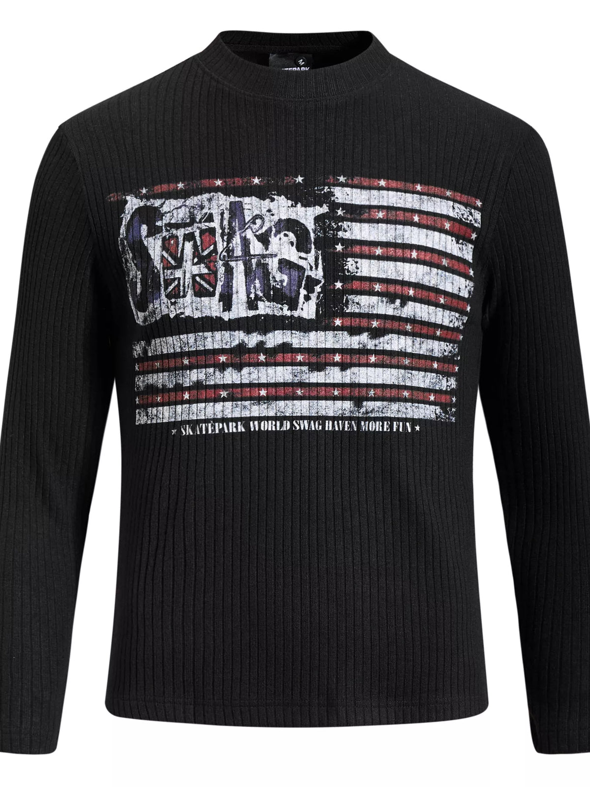 Men's American Flag Ribbed Long Sleeve T-Shirt - Lilixa.store