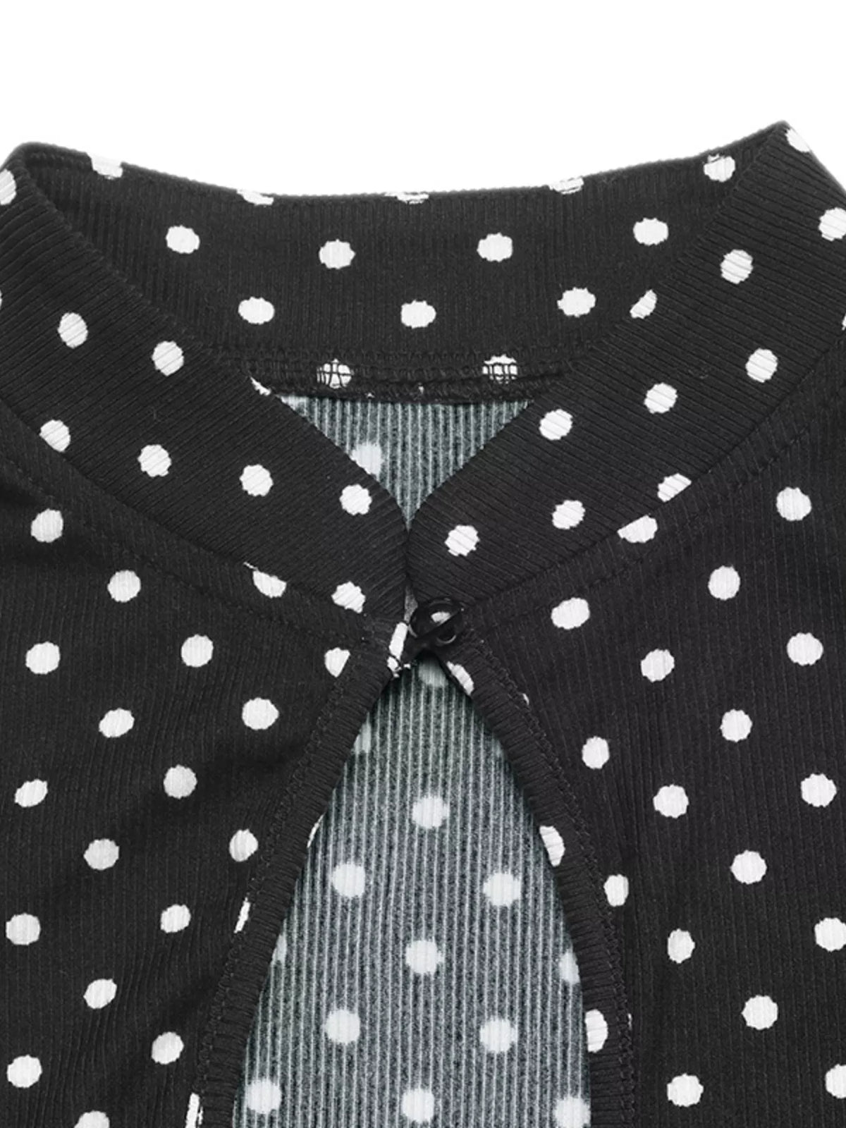 Polka Dot Cutout Long Sleeve Bodysuit