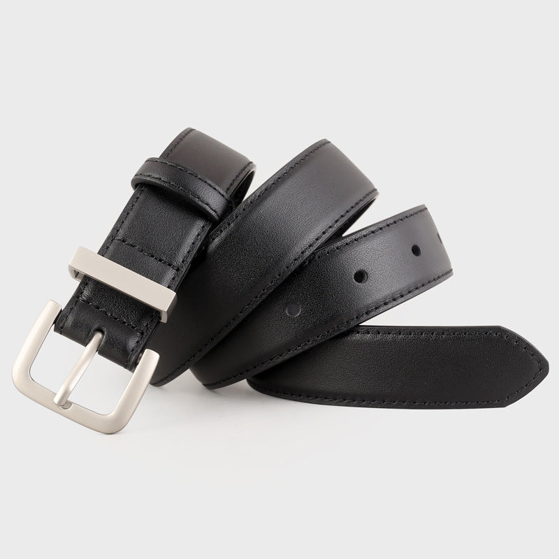 Classic Leather Belt with Silver Buckle - Lilixa.store
