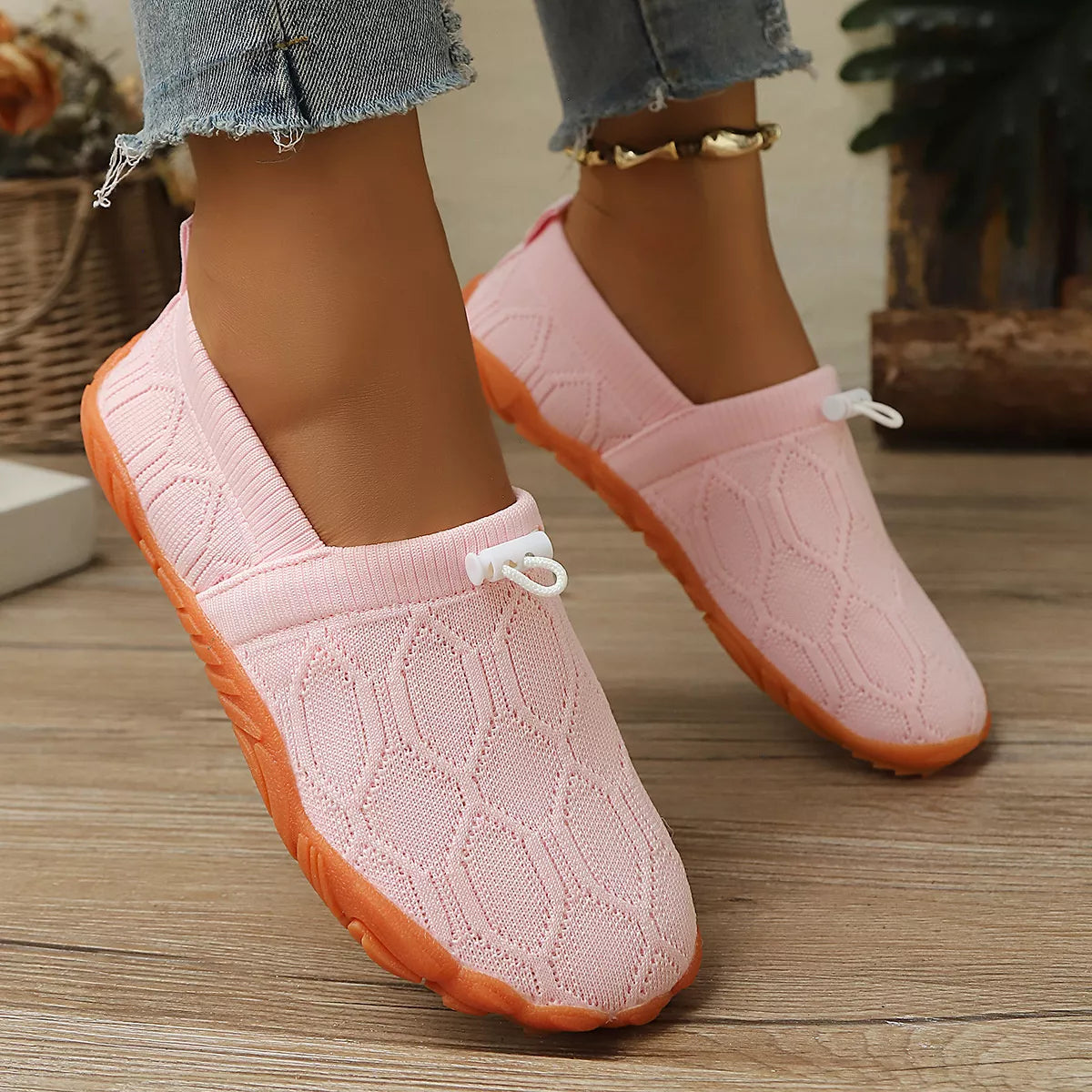 Round Toe Drawstring Slip-Ons - Lilixa.store