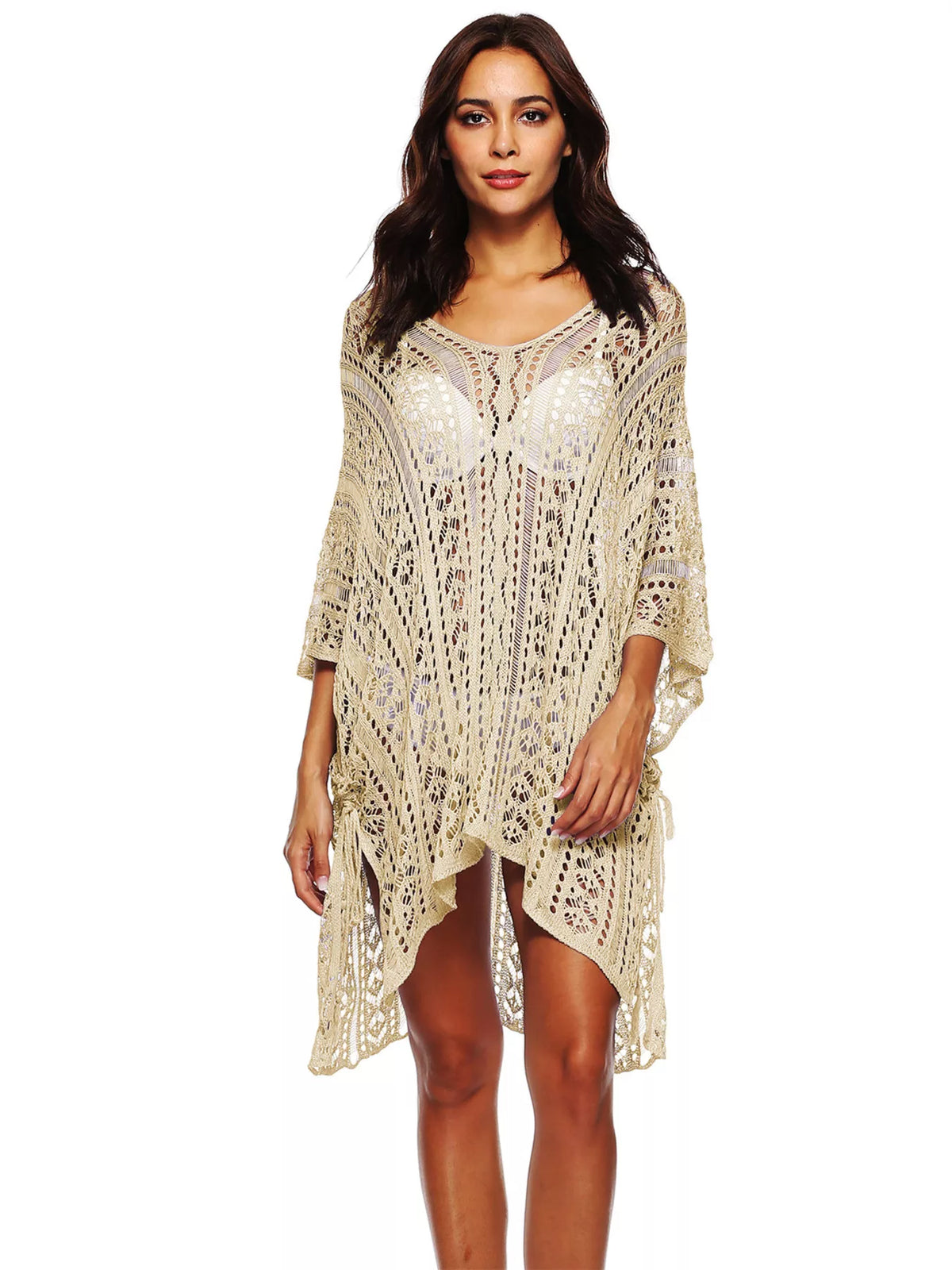 Crochet Knit V-Neck Cover-Up - Lilixa.store