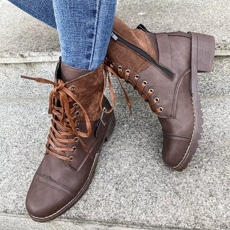 Lace-Up Block Heels Boots, view 8
