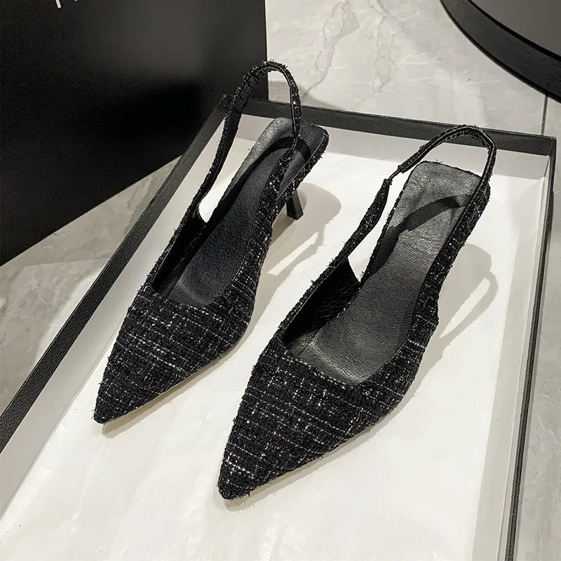 Point Toe Kitten Heel Slingback Pumps - Lilixa.store