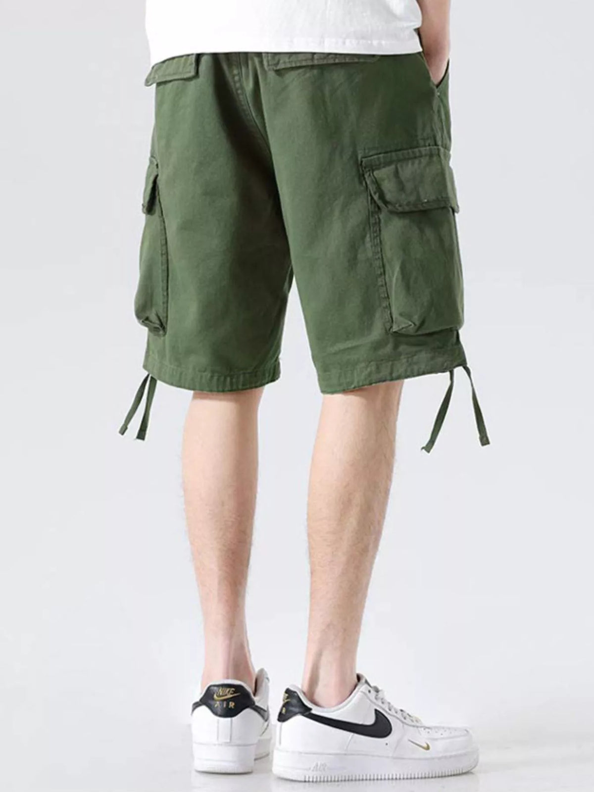Men's Drawstring Wide Leg Cargo Shorts, view 9