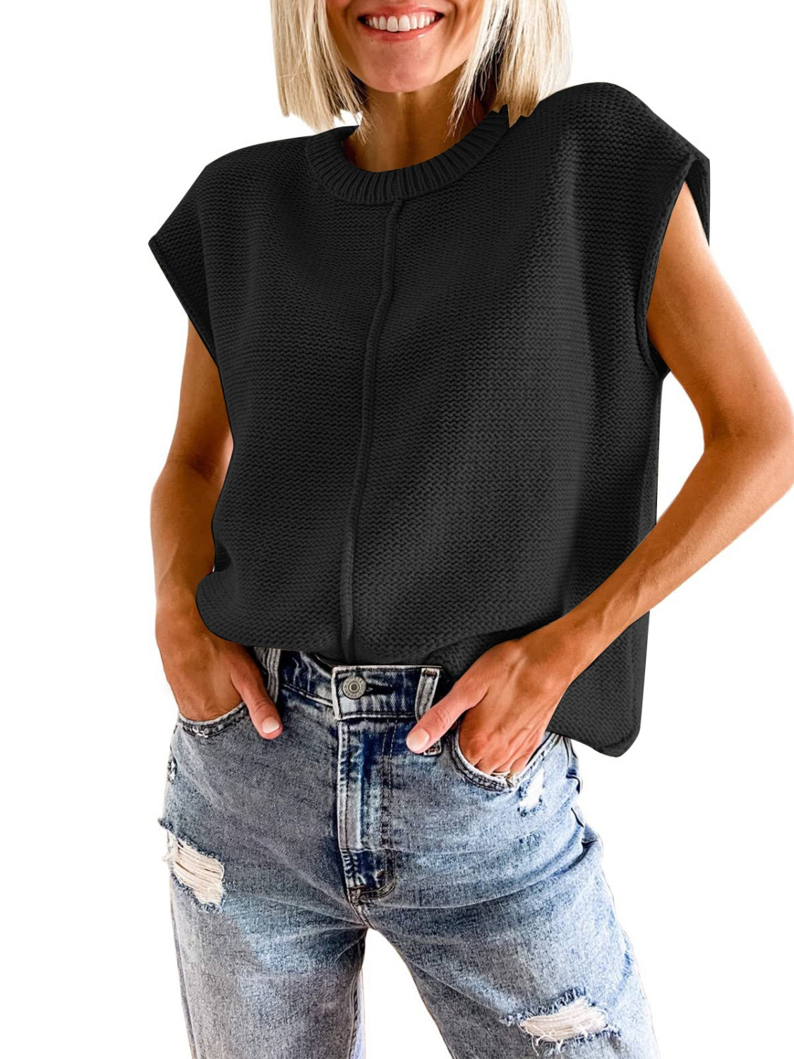 Cap Sleeve Sweater Vest, view 4
