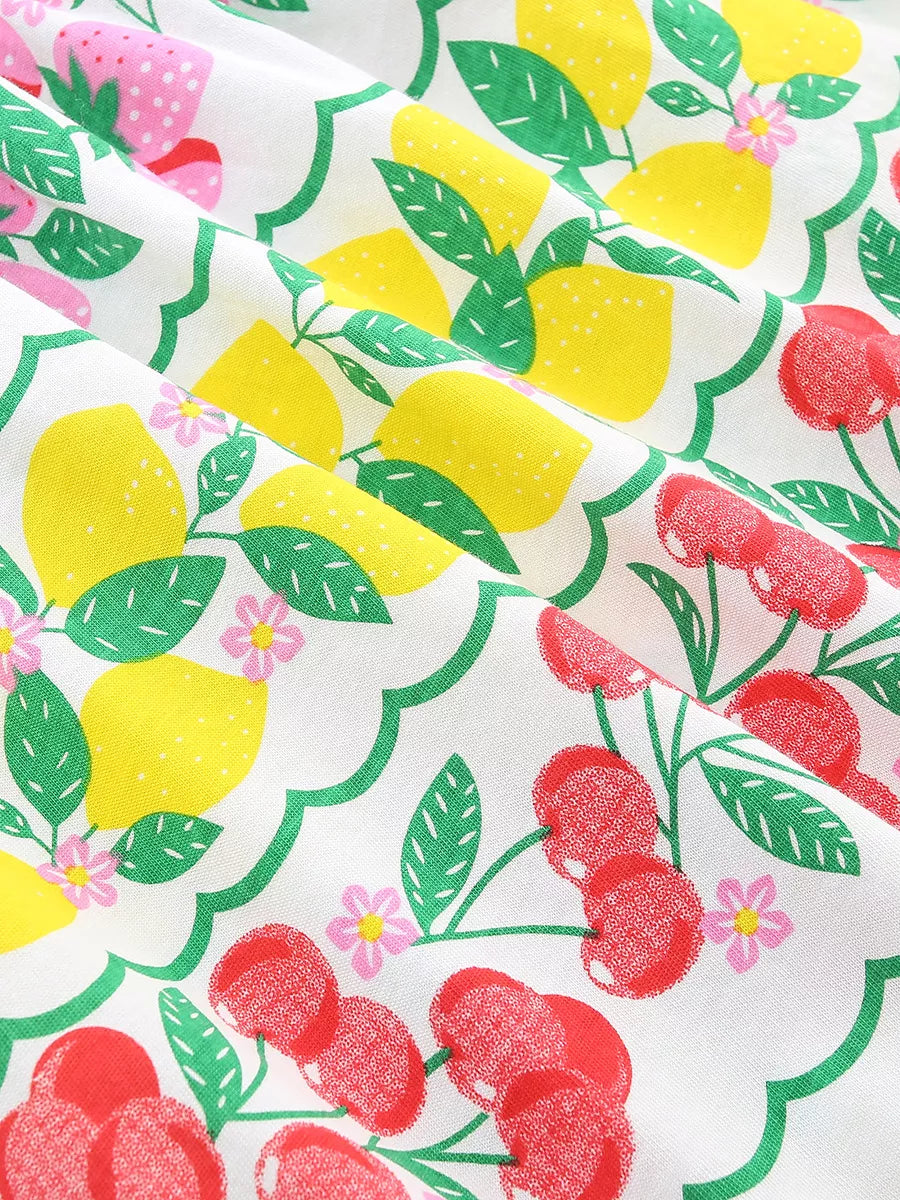 Children's Fruit Print Tiered Dress - Lilixa.store