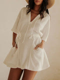 Relaxed Fit Half Sleeve Cover-Up Dress - Lilixa.store