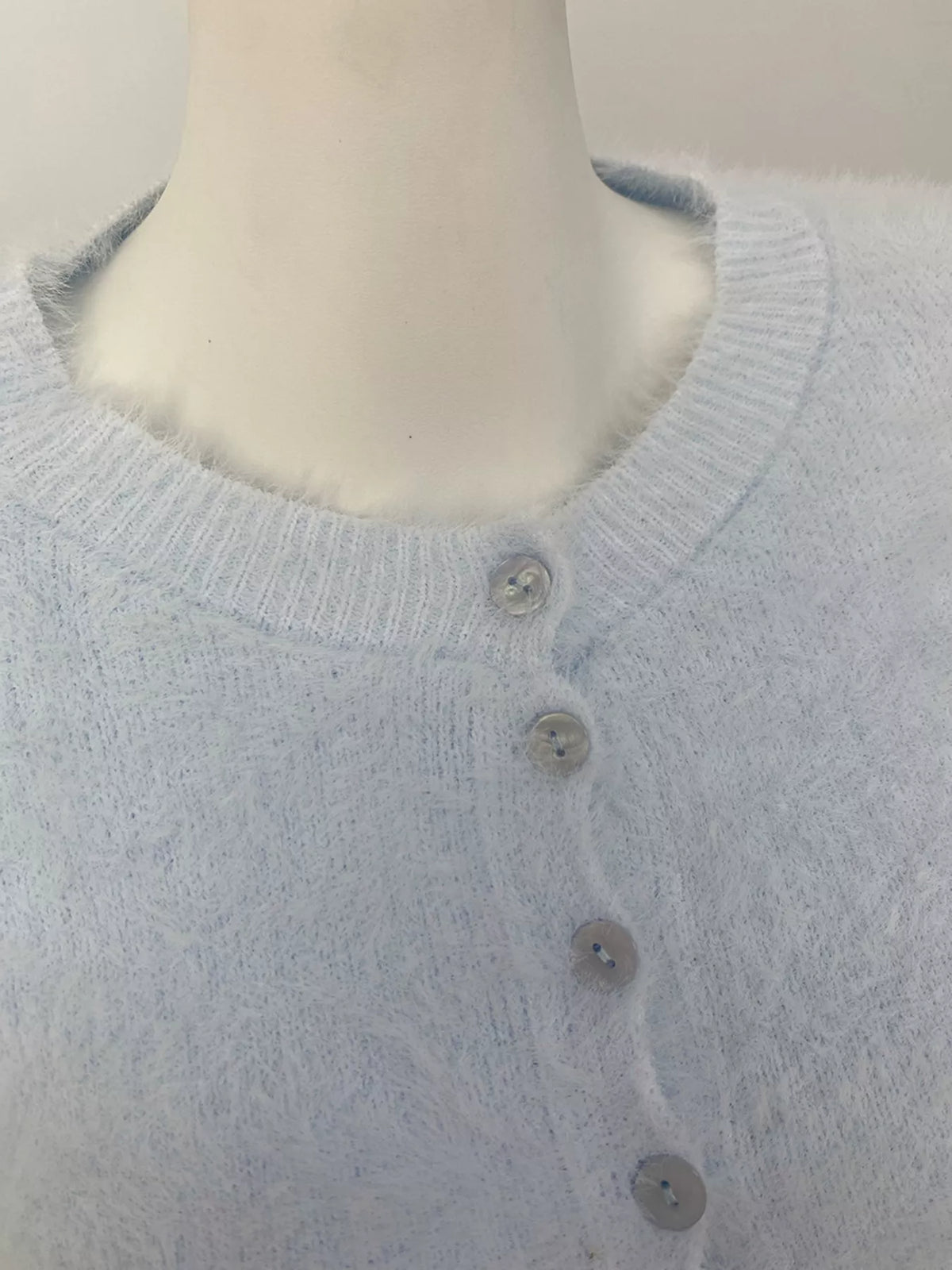 Soft Fuzzy Button-Down Cropped Cardigan, view 17