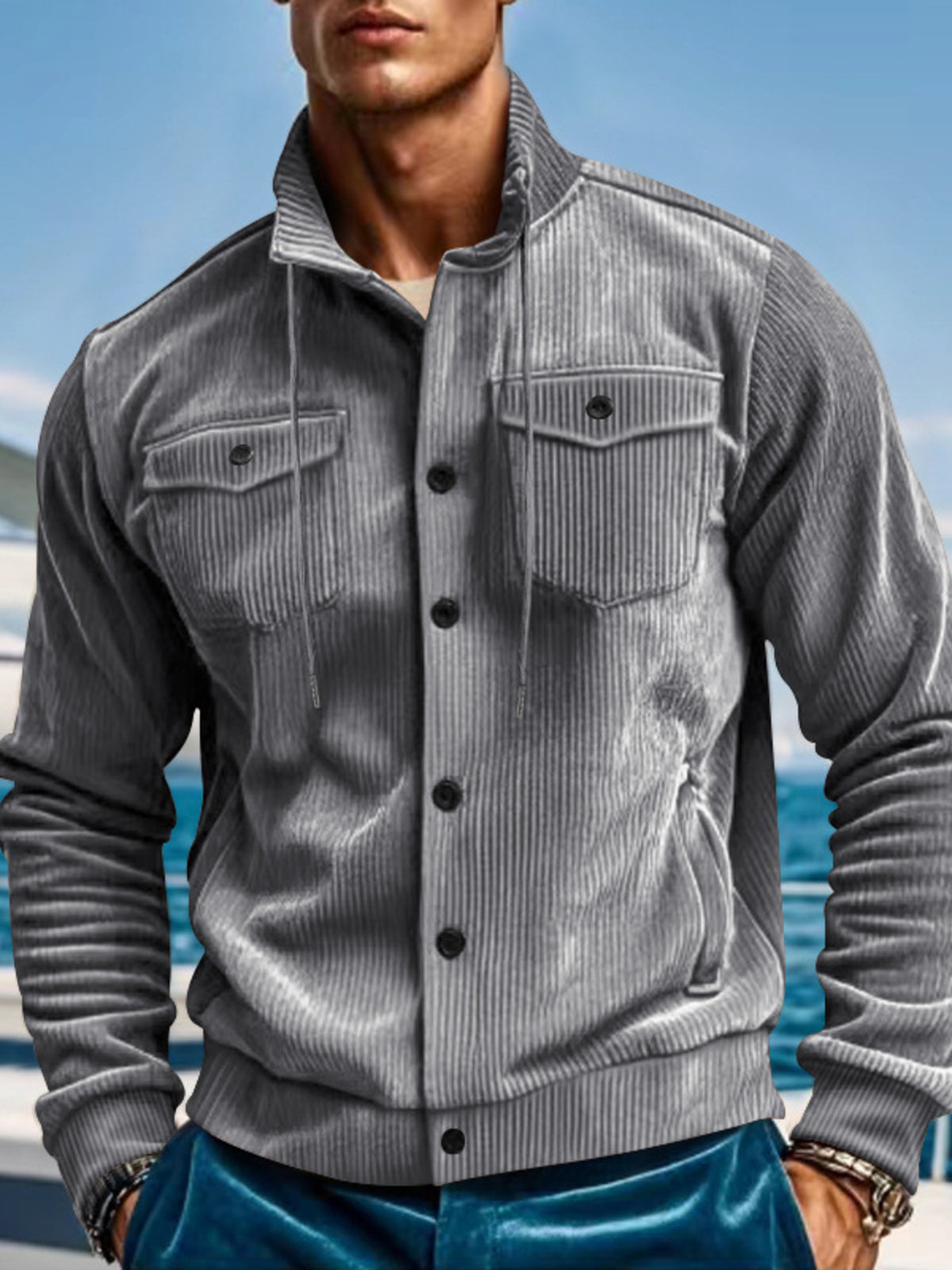 Men's Full Size Corduroy Button Up Casual Jacket Plus Size - Lilixa.store