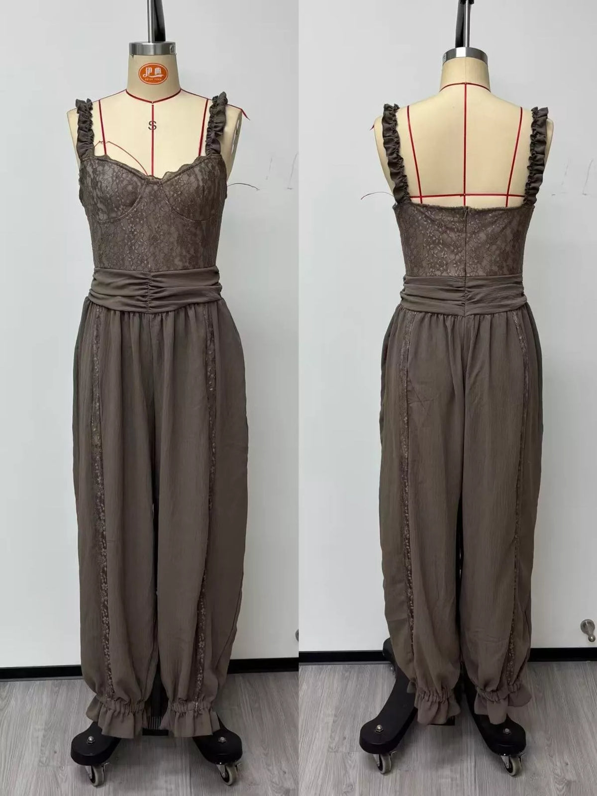 Boho Lace Corset Bodice Jumpsuit with Harem Pants, view 3