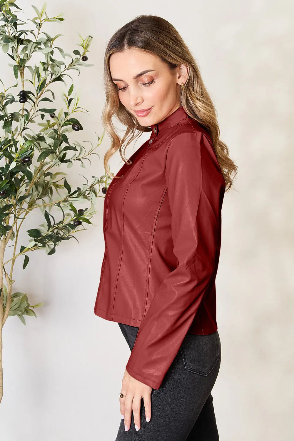 Mock Neck Zip Up Jacket, view 15