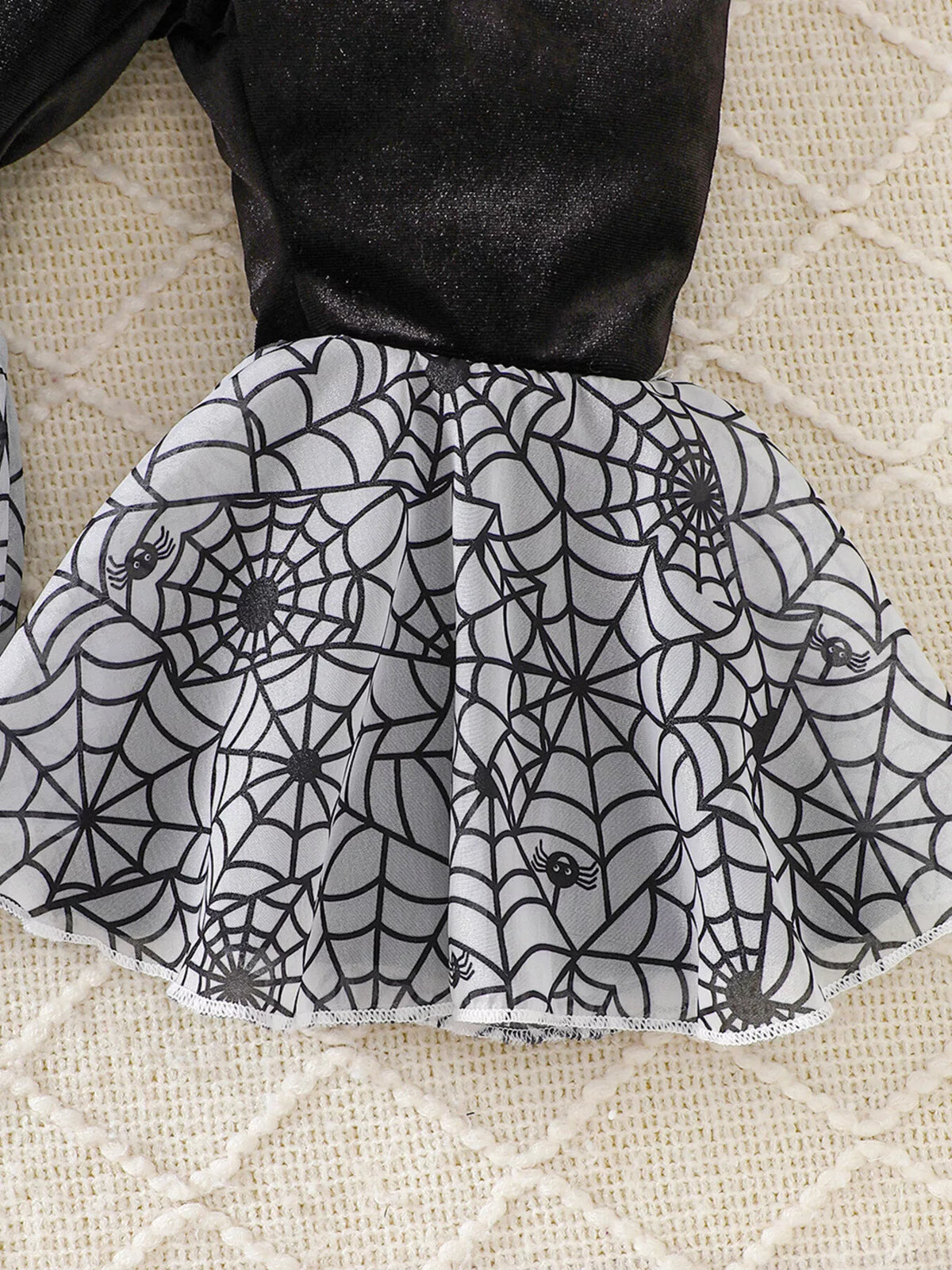 Children's Halloween Pumpkin Long Sleeve Top and Spiderweb Bell Bottom Set - Lilixa.store