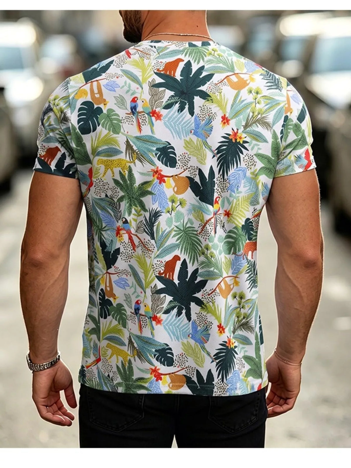 Men's Plus Size Floral Print Slim Fit T-Shirt - Lilixa.store