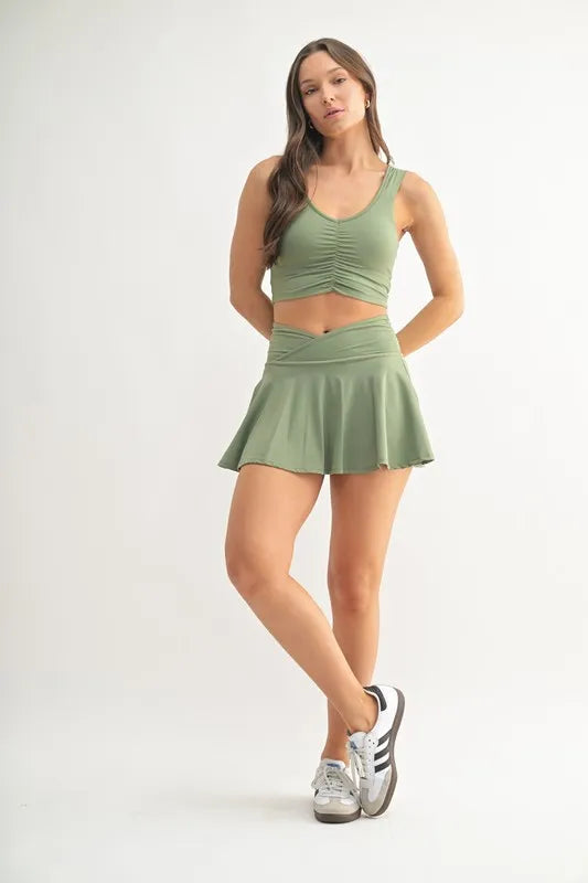 MONO B Ruched Front Active Tank - Lilixa.store